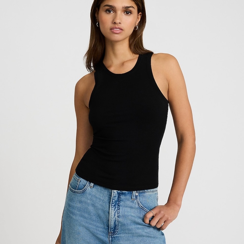 Express Black Fitted Ribbed Tank